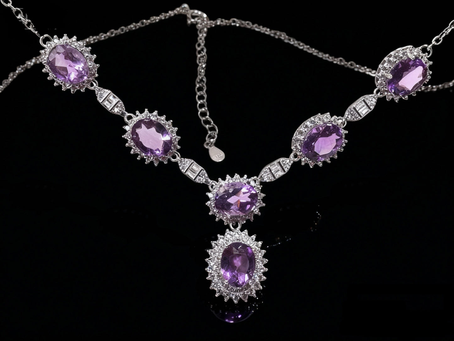 Aura Amethyst S925 Silver Necklace