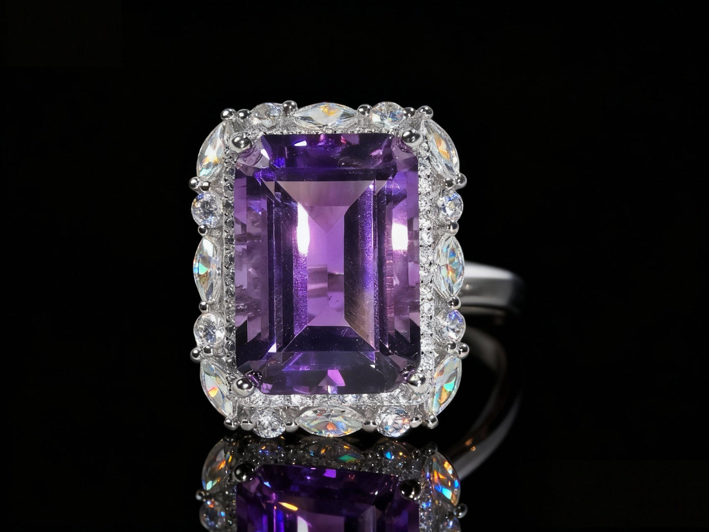 Lightning Amethyst S925 Silver Ring