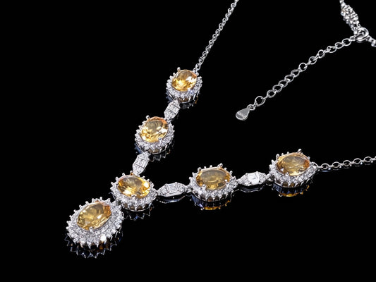 Sunburst Citrine S925 Silver Necklace