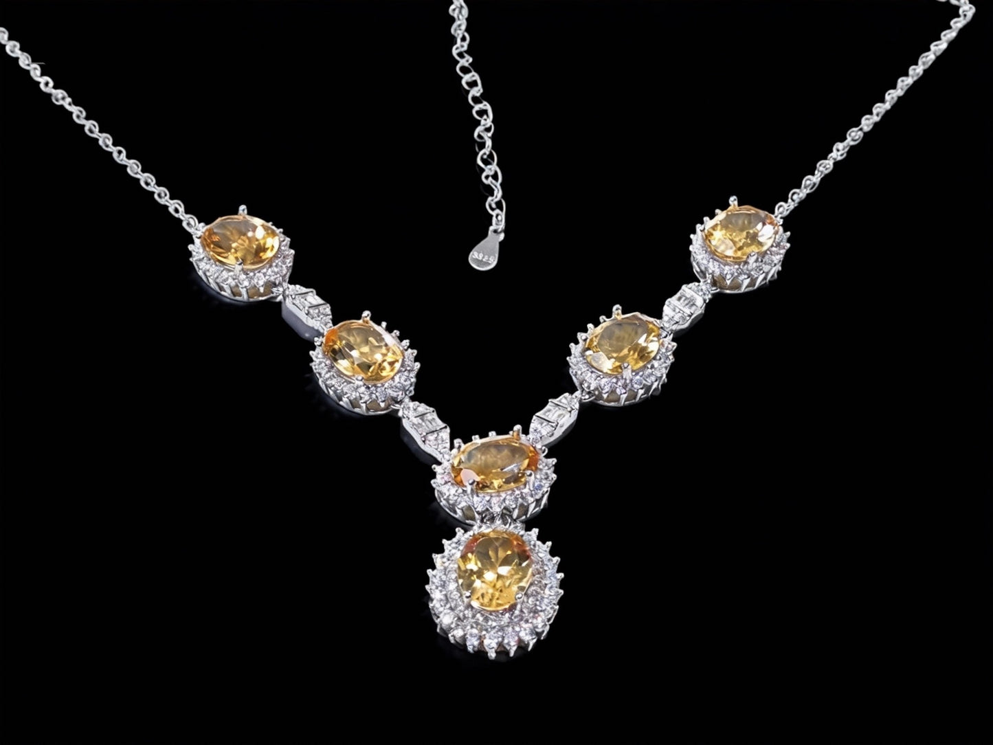 Sunburst Citrine S925 Silver Necklace