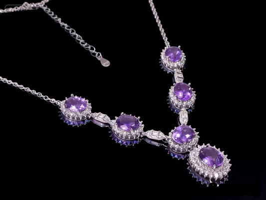 Aura Amethyst S925 Silver Necklace