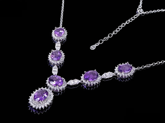 Aura Amethyst S925 Silver Necklace