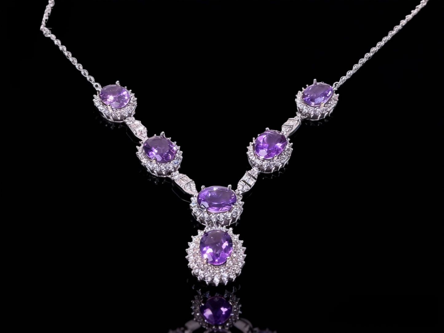 Aura Amethyst S925 Silver Necklace