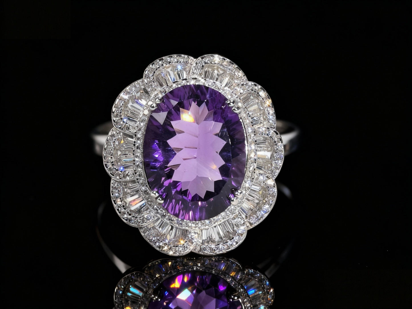 Iris Petal Amethyst S925 Silver Ring