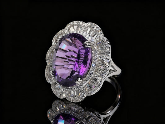 Iris Petal Amethyst S925 Silver Ring