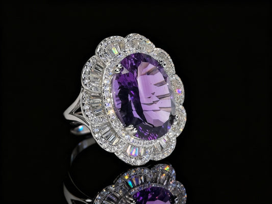 Iris Petal Amethyst S925 Silver Ring