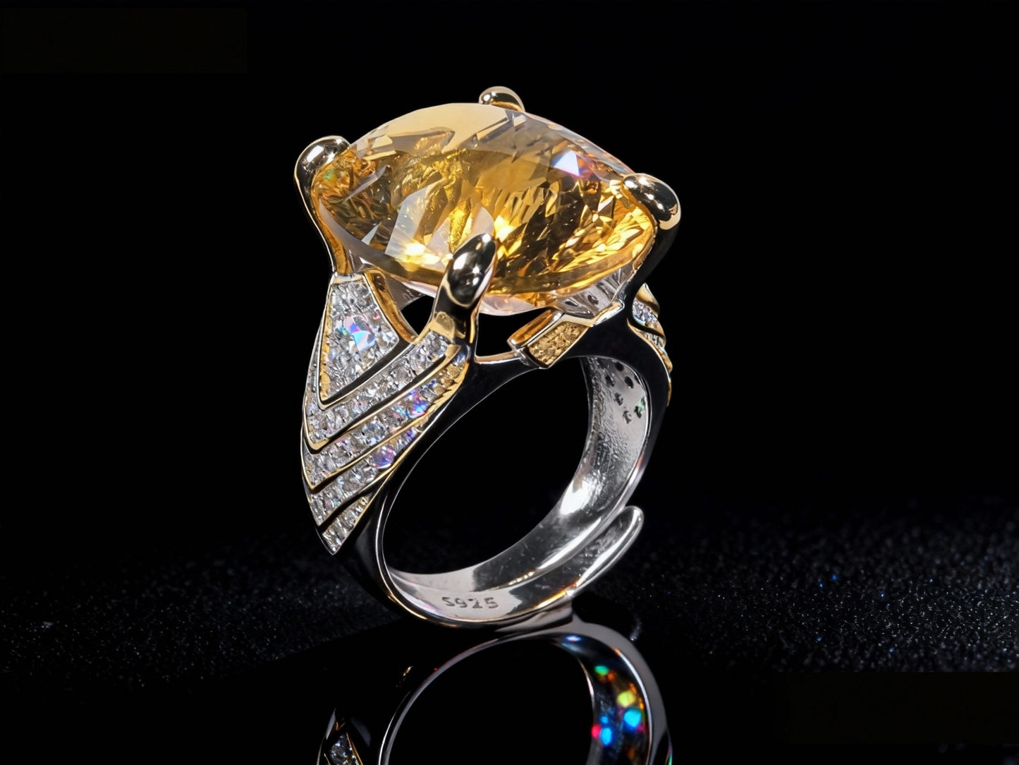 Sunrise Citrine S925 Silver Ring
