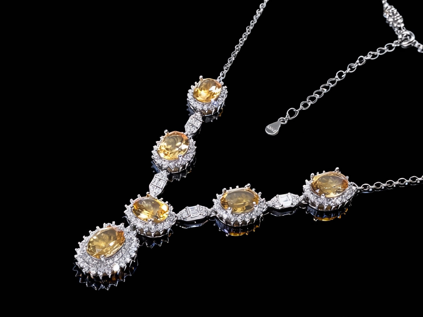 Sunburst Citrine S925 Silver Necklace