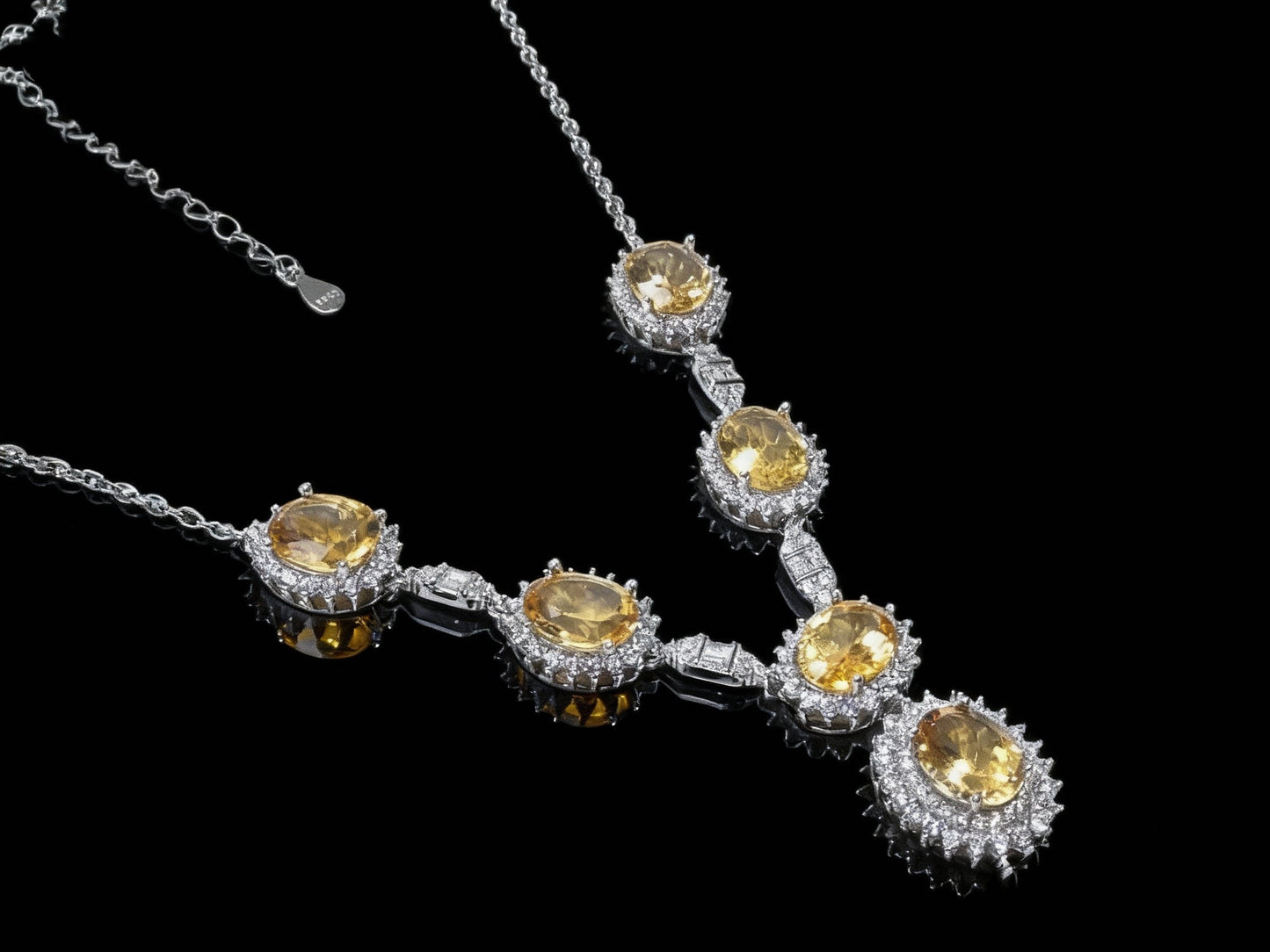 Sunburst Citrine S925 Silver Necklace