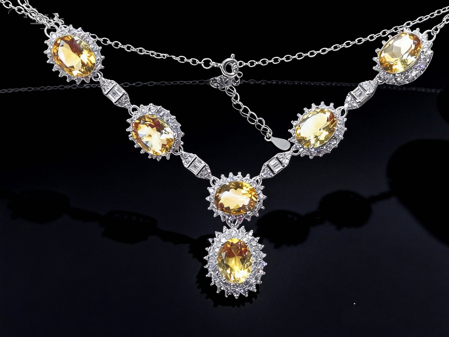 Sunburst Citrine S925 Silver Necklace